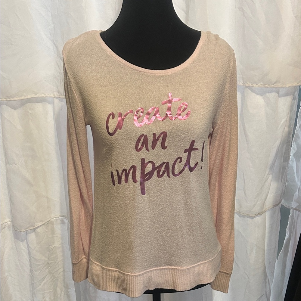 Xersion Pink Sweater with Inspirational Print